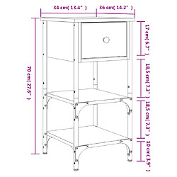 vidaXL Tables de chevet 2 pcs sonoma gris 34x36x70 cm bois ingénierie pas cher