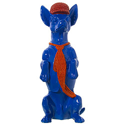 Figurine Décorative Alexandra House Living Bleu Orange Plastique Chien Cravate 13 x 16 x 30 cm 