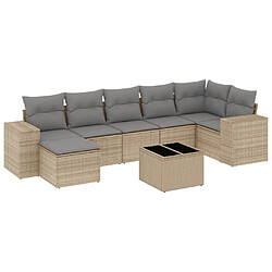 Maison Chic Salon de jardin avec coussins 8 pcs | Ensemble de Table et chaises | Mobilier d'Extérieur beige résine tressée -GKD71849