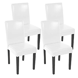 Decoshop26 Lot de 4 chaises de salle à manger synthétique blanc pieds foncés CDS04148 