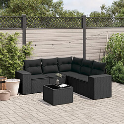 vidaXL Salon de jardin 6 pcs avec coussins noir résine tressée