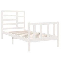 Avis vidaXL Cadre de lit Blanc Bois massif 75x190 cm Petit simple