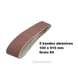 Silverline 5 bandes abrasives 100 x 915 mm Grain 80 - 186813 SILVERLINE - 5 bandes abrasives 100 x 915 mm Grain 80 - 186813