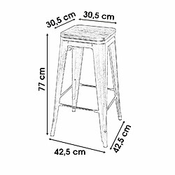 Toilinux Lot de 4 Tabourets de bar vintage Liv - Blanc