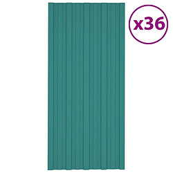 vidaXL Panneaux de toiture 36 pcs Acier galvanisé Vert 100x45 cm