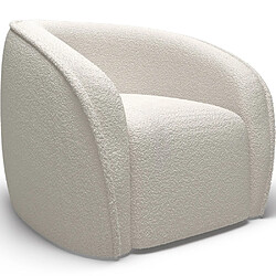 ICONIK INTERIOR Fauteuil avec Accoudoirs - En Bouclette Fausse Fourrure Tapissée - Boucles Blanches - Seral Blanc