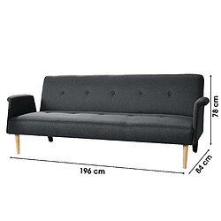 Acheter Banquette Canapé convertible 3 places en Tissu 3 Positions - Gris fonce/Bleu canard/Noir - 196X84XH78CM - CAPRI+Urban Living