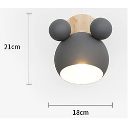 Universal Applique nordique aluminium mickey hills chambre d'enfant s'illumine lampe murale moderne d'intérieur luminaire luminaire créatif E27 (gris) 