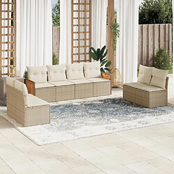 Maison Chic Salon de jardin avec coussins 8 pcs | Ensemble de Table et chaises | Mobilier d'Extérieur beige résine tressée -GKD13346