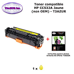 Toner générique HP CC532A ,HP 304A pour HP CM 2320, 2320 mfp Jaune+ 10f papiers photos A6 -T3AZUR