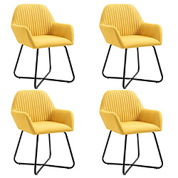 vidaXL Chaises à manger lot de 4 jaune tissu