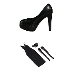 1/6 Bas Noirs Profonds Robe de Soirée Réglés Et Chaussures à Talons Hauts Pour Figure Féminine 12inch Vêtements de figurine Action Figure Clothing