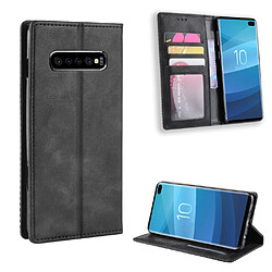 Etui en PU style vintage noir pour votre Samsung Galaxy S10 Plus 