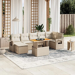 vidaXL Salon de jardin avec coussins 8 pcs beige résine tressée 