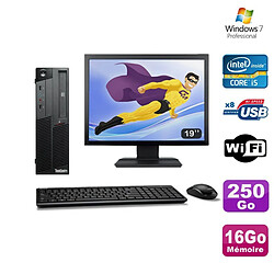 PC Lenovo M90P 5864 Core i5-650 3.2GHz 16Go 250Go Graveur WIFI W7 + Ecran 19"""" · Occasion 