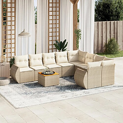 vidaXL Salon de jardin avec coussins 9 pcs beige résine tressée 