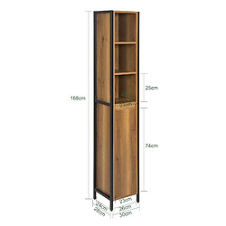 SoBuy BZR62-PF Meuble Colonne de Salle de Bain, Armoire Haute et Étroite Placard de Rangement avec 3 Niches, 1 Porte et 3 Etagères Intérieurs 