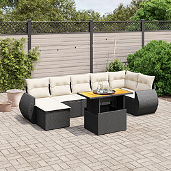 vidaXL Salon de jardin 8 pcs avec coussins noir résine tressée