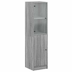 Maison Chic Commode Buffet - Meuble de rangement avec porte en verre sonoma gris 35x37x142 cm -GKD17040