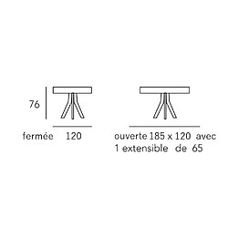 Acheter Inside 75 Table repas extensible GRETA 10 couverts 120/185x105cm pied bois clair plateau chêne