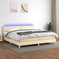 Sommier à lattes,Cadre à lattes de lit et matelas et LED pour Adulte Crème 200x200cm Tissu -MN51384