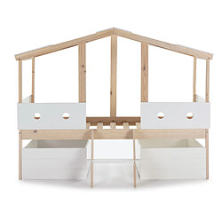 Pegane Set de 2 tiroirs pour lit enfant en MDF coloris blanc - Longueur 68 x Profondeur 90 x Hauteur 33,50 cm