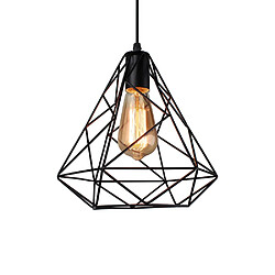 Stoex Rétro Suspension Industrielle Cage forme Diamant 25cm Edison E27 en Métal Fer Style Vintage Géométrie Lustre Abat jours Luminaire Noir 