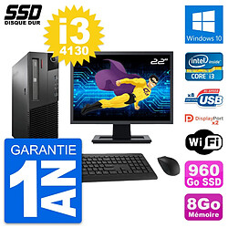 PC Lenovo M93p SFF Ecran 22" Intel i3-4130 RAM 8Go SSD 960Go Windows 10 Wifi