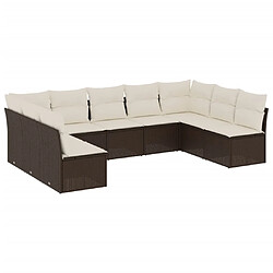 vidaXL Salon de jardin avec coussins 9 pcs marron résine tressée