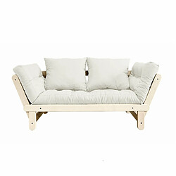 Inside 75 Banquette méridienne futon BEAT pin naturel tissu écru couchage 75*200 cm. 