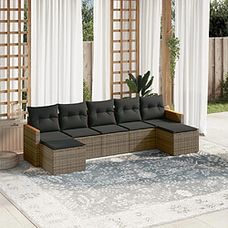 Maison Chic Salon de jardin avec coussins 7 pcs, Ensemble Tables et chaises de jardin, gris résine tressée -GKD431881