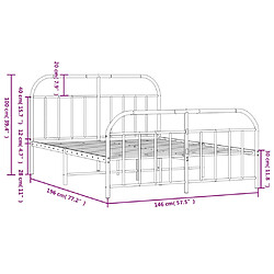 vidaXL Cadre de lit métal sans matelas avec pied de lit noir 140x190cm pas cher