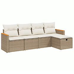 vidaXL Salon de jardin avec coussins 5 pcs beige résine tressée