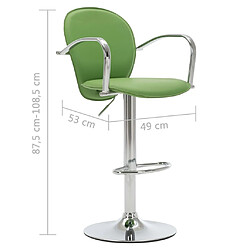 vidaXL Tabourets de bar avec accoudoir lot de 2 vert similicuir pas cher