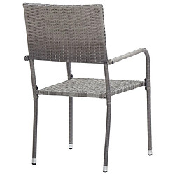 Acheter vidaXL Chaise à dîner de jardin empilable lot de 2 gris résine tressée