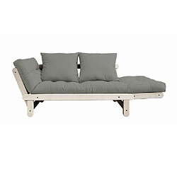 Inside 75 Banquette méridienne futon BEAT pin naturel tissu gray couchage 75*200 cm.