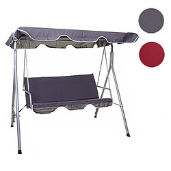 Mendler Balancelle HWC-D61, balançoire de suspension pour jardin, banc, 3 places, toit réglable 197x185cm ~ gris foncé