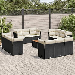 Maison Chic Salon de jardin avec coussins 13 pcs, Ensemble Tables et chaises de jardin, noir résine tressée -GKD148984