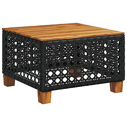 vidaXL Table de jardin noir 55x55x36 cm résine tressée et bois acacia