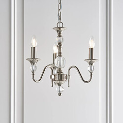 Interiors 1900 Suspension 3 ampoules Polina, nickel et cristal