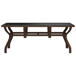 Avis Maison Chic Table de jardin | Table d'extérieur Marron et noir 180x80x70 cm Acier et verre -GKD42613