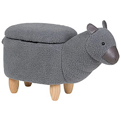 Beliani Tabouret enfant en tissu peluche gris ALPACA