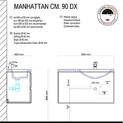 Acheter Kiamami Valentina MEUBLE DE SALLE DE BAINS MANHATTAN 90 cm PROFONDEUR RÉDUITE DROITE