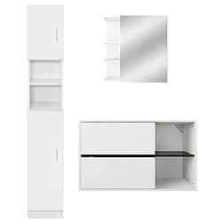 Ensemble de meubles de salle de bains 3-picces de style moderne blanc en bois ML-design ML-Design Ensemble de Meubles de Salle de Bain, 3 Picces, Armoire de Toilette Suspendue avec Miroir Armoire Haute Meuble Sous-Évier, Style Moderne, Blanc, MDF Mélamine, Matérial de Montage Inclus