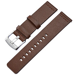 Wewoo Bracelet pour montre connectée Dragonne en cuir de boucle d'argent de Smartwatch Apple Watch / Galaxy Gear S3 / Moto 360 2ndSpécifications 18mm Brown 