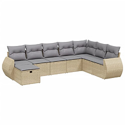 vidaXL Salon de jardin avec coussins 8pcs mélange beige résine tressée