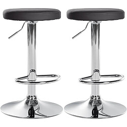 Decoshop26 Lot de 2 tabourets de bar design simple avec assise en synthétique noir et cadre métal chromé TDB10694 