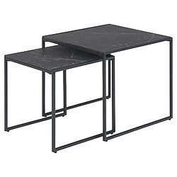 Toilinux Lot de 2 Tables d'appoint carré encastrables en mélaminé et métal - L.50 cm x H. 45 cm - Noir