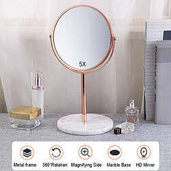 Universal Style marbre or rose, miroir de toilette double face, loupe, miroir de toilette de bureau, rotation à 360 degrés | miroir de bain