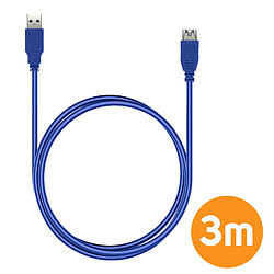 Câble USB 3.0 Mâle vers USB 3.0 Femelle Rallonge 3m LinQ Bleu pas cher